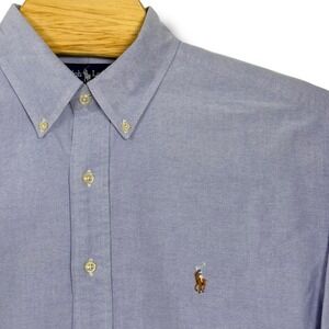 Ralph Lauren Button Down Mens 17 XL Light Blue Yarmouth Cotton Oxford Shirt Pony